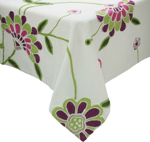 Crewel embroidered Flora Tablecloth