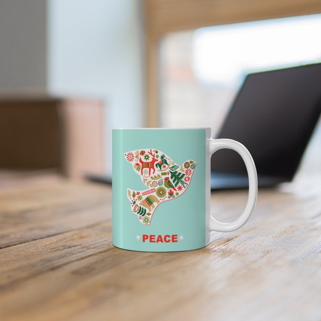 Christmas Dove with Peace Ceramic Mug - WishBest