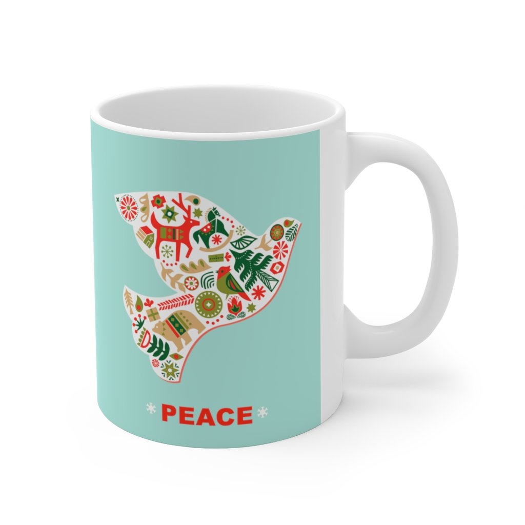 Christmas Dove with Peace Ceramic Mug - WishBest